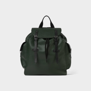 Grey blue leather backpack